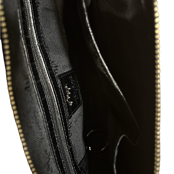 Vintage, Monsac Original, Black Leather, Faux Croc Handbag, Mint Condition, - Picture 6 of 7